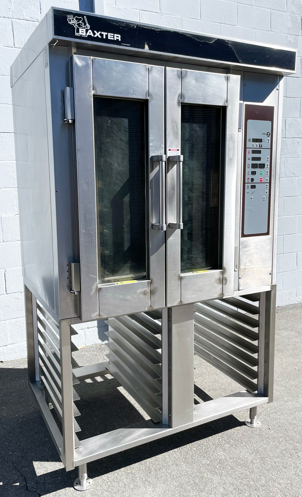 Baxter (OV300E) 8-Pan Mini Rotating Rack Commercial Electric Baking Cooking Oven On 16-Pan Stainless Steel Stand
