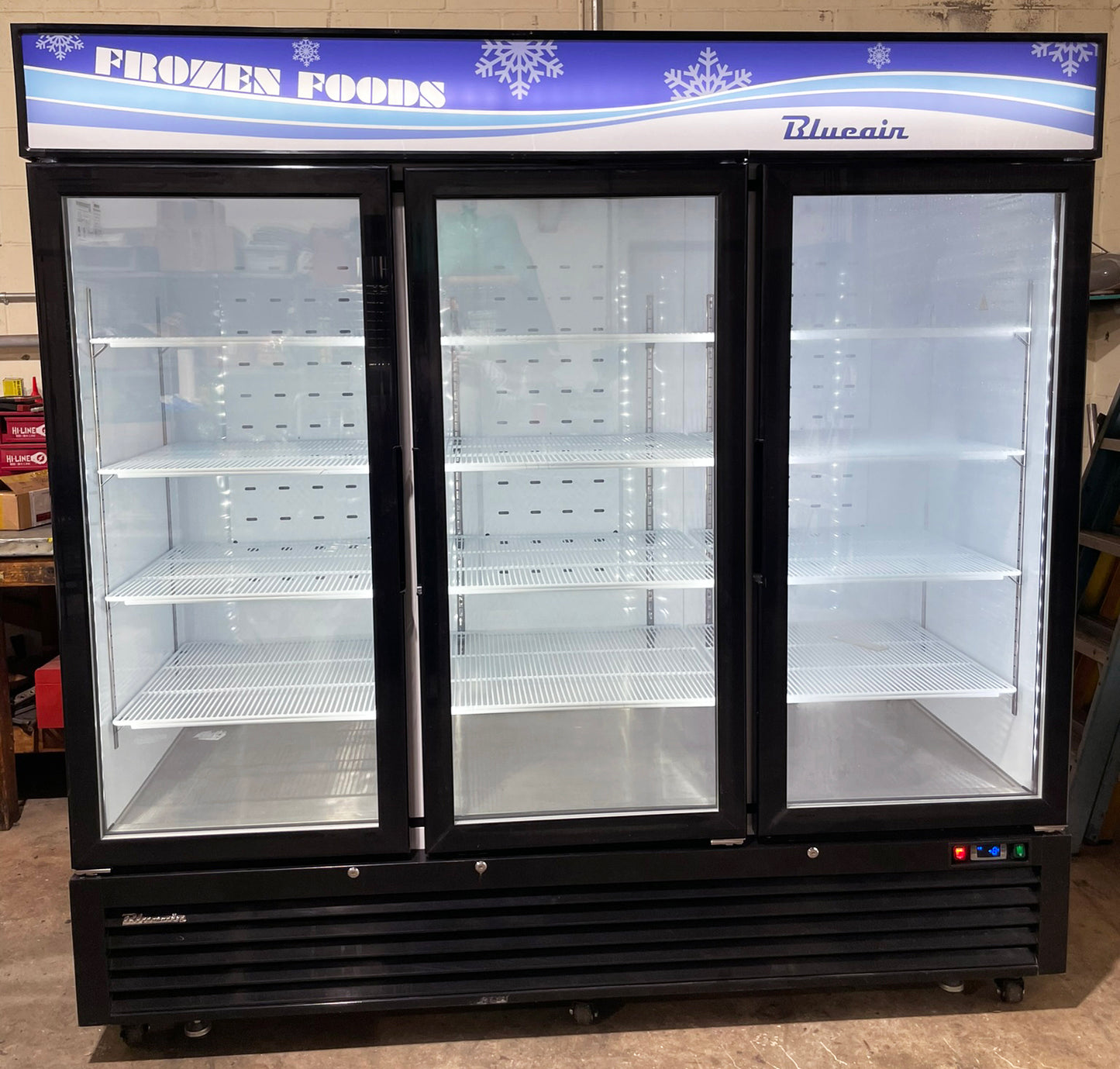 Blue Air (BKGF72-HC) 82″W 3-Door Reach-In Commercial Glass Merchandiser Freezer