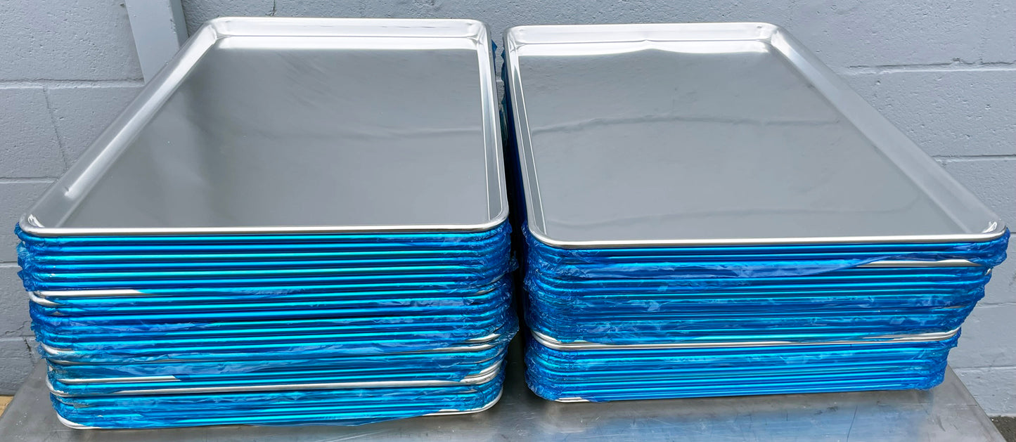 Lot Of (50) NEW Choice 407BUNFULL 19 Gauge Commercial Aluminum Baking Sheet Pans