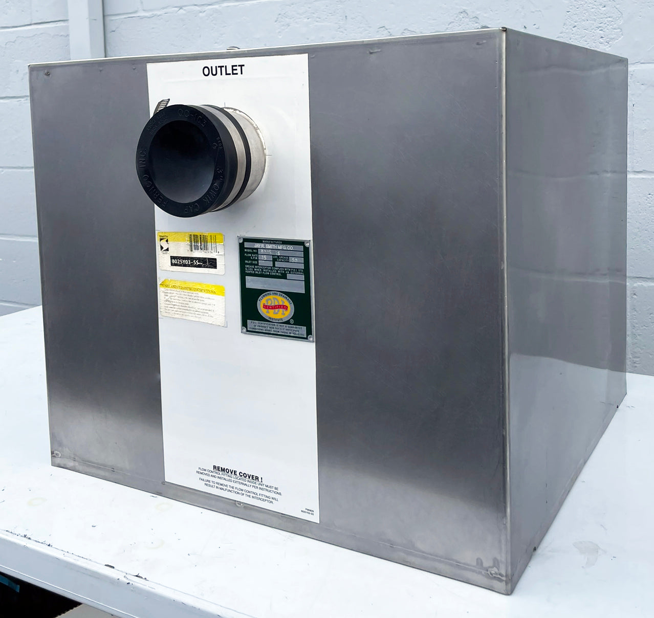 Jay R Smith (8025SS) Stainless 50lb Restaurant Kitchen Grease Trap Interceptor