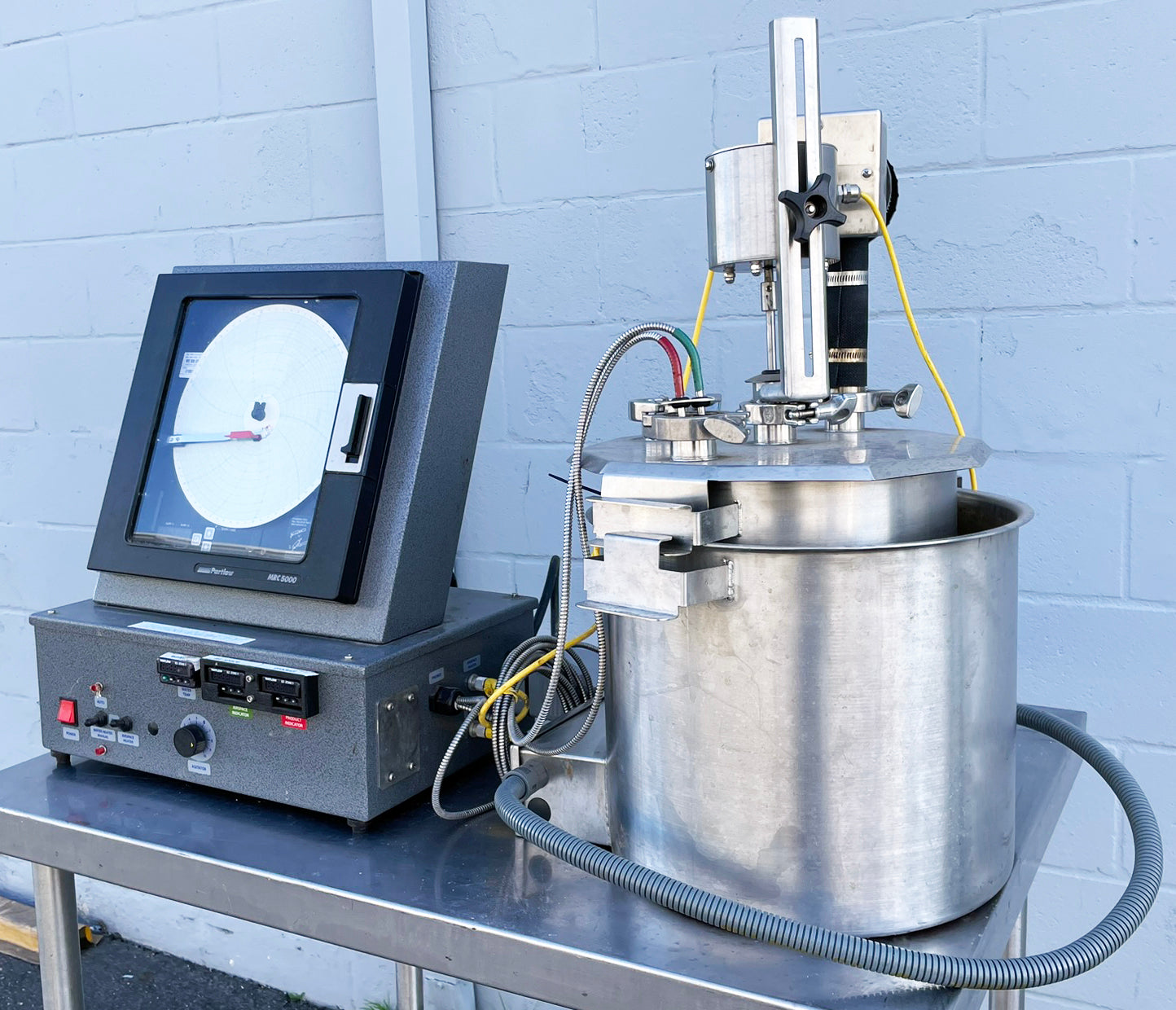MicroDairy Designs 4GAL Stainless Steel Table Top Ice Cream Milk Pasteurizer With Partlow MRC5000 2-Pen Digital Thermometer Chart Recorder