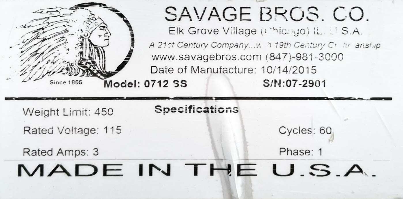 Savage Bros. (0712SS) Stainless Steel Mobile Hydraulic Bakery Kettle & Bowl Lift