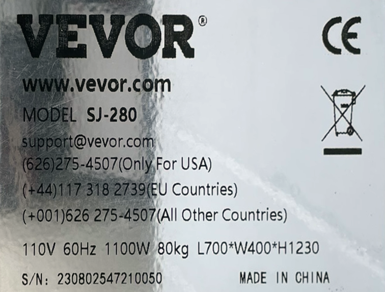 Vevor (SJ-280) 280pcs/min Adjustable Size Commercial Meatball Forming Machine