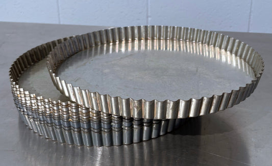 Lot Of (10) 10″ Removable Bottom Aluminum Fluted Tart Bakery Pastry Pans