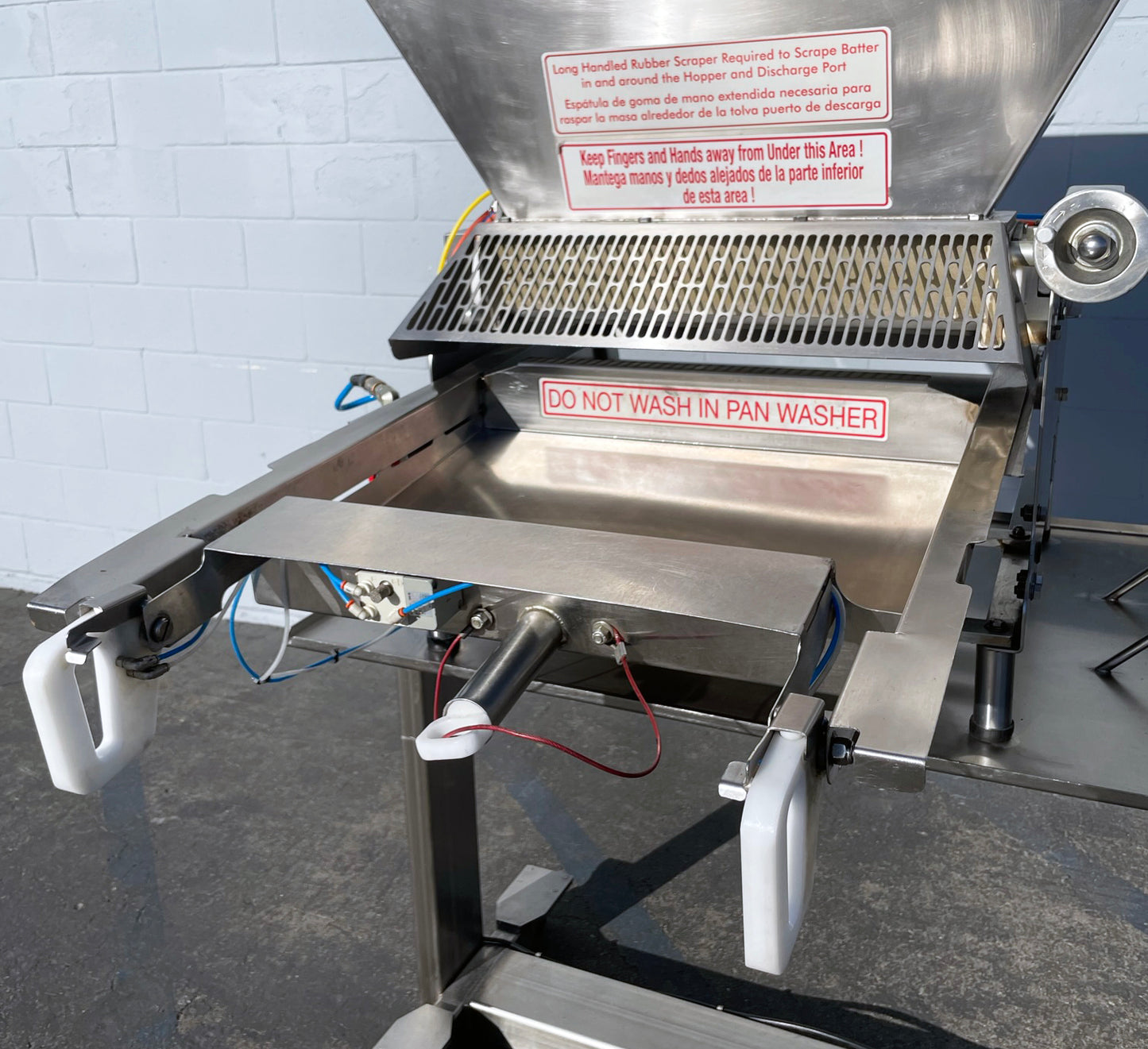 Hinds-Bock (5P-08WT) 5-Piston Tabletop Automatic Bakery Muffin Batter Depositor On Automatic Adjustable Height Stainless Steel Table