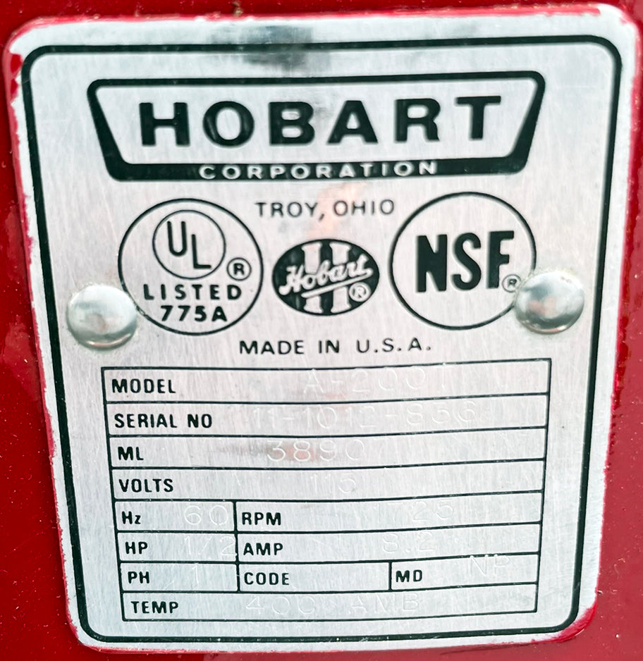 Hobart (A-200T) 20 Quart 3 Speed Commercial Bakery Dough Food Mixer On Stand