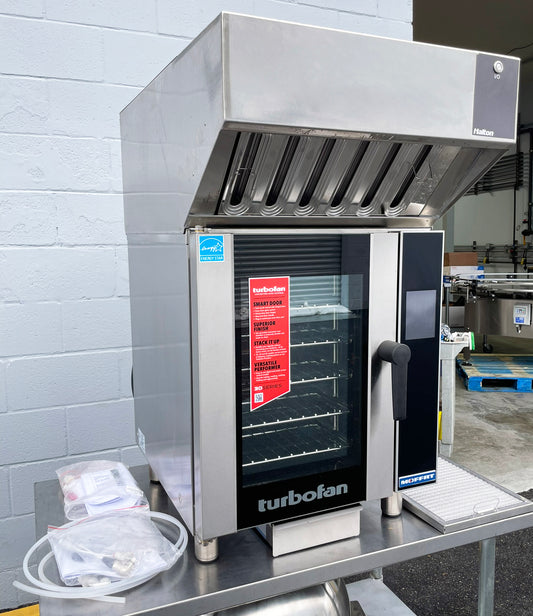 Moffat (E33T5) Single Deck Half-Size Touchscreen Electric Convection Baking Oven With Halton (VH32) Ventless Condensing Cooking Hood