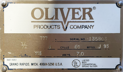 Oliver (777) 1/2″ Slicing Commercial Variety Bakery Kitchen Bread Loaf Slicer